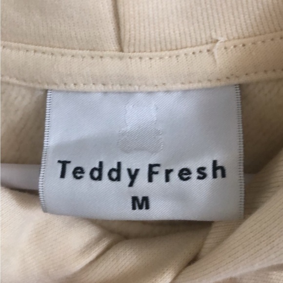 Teddy Fresh Classic Pigment Dyed Hoodie Pullover Sweatshirt Cream Mens Medium - Picture 3 of 4
